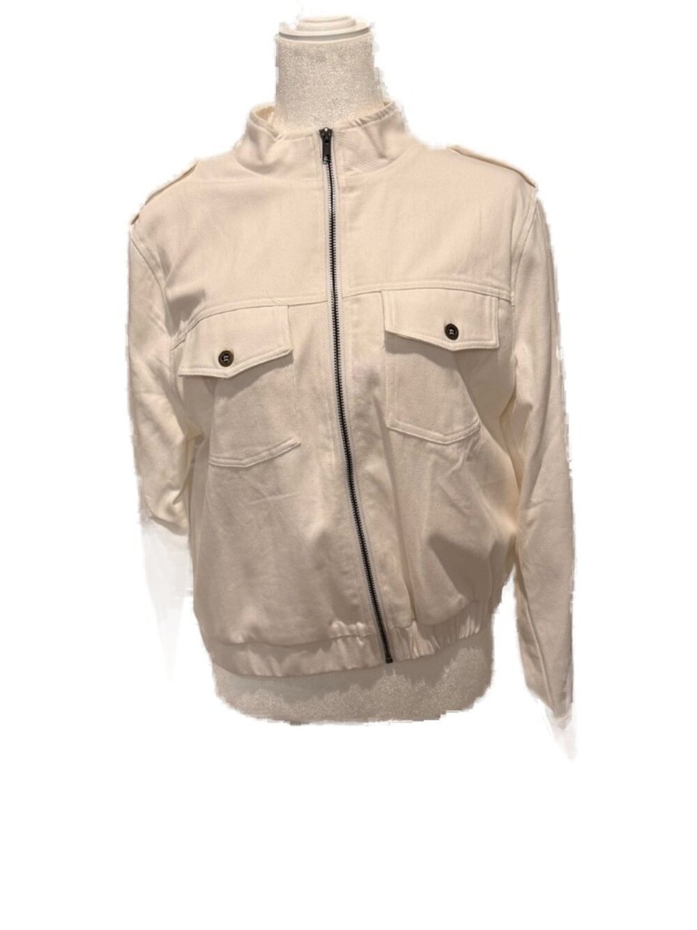 Staccato Cream Zip-Front Utility Jacket